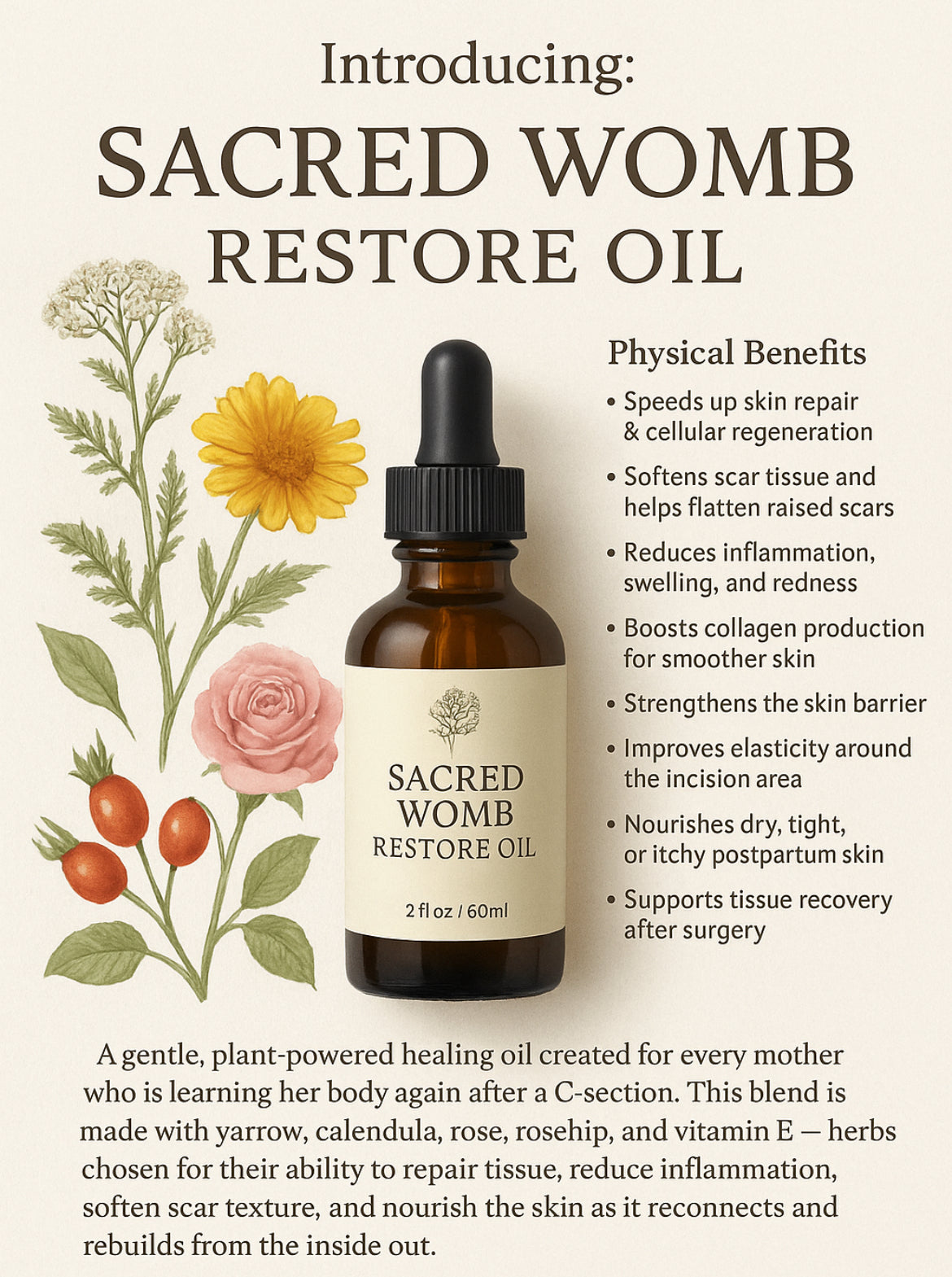 Sacred Womb C Section Scar Oil